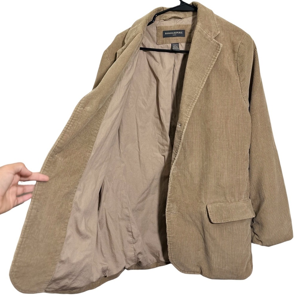 Banana Republic Mens Tan Corduroy 3-Button Blazer Sport Coat Jacket Khaki Large - Picture 6 of 10